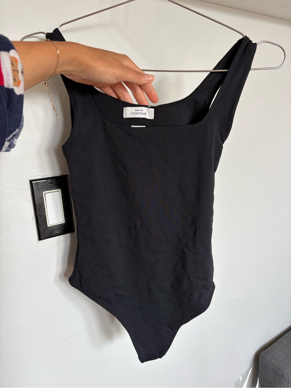 Babaton Black Scoop Neck Bodysuit